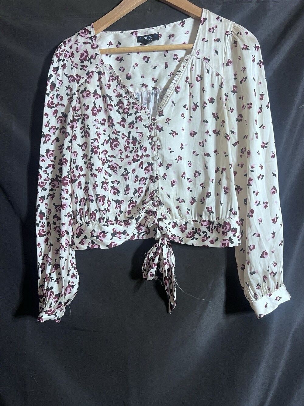 Paige Isadora Floral Blouse Satin Top Womens Small Tie Waist Romantic Boho Indie